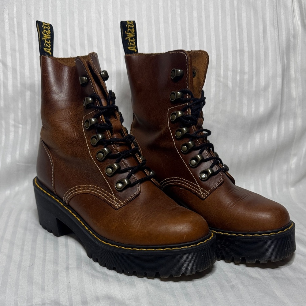 Dr Martens Leona Lace-Up Boots in Butterscotch Leather